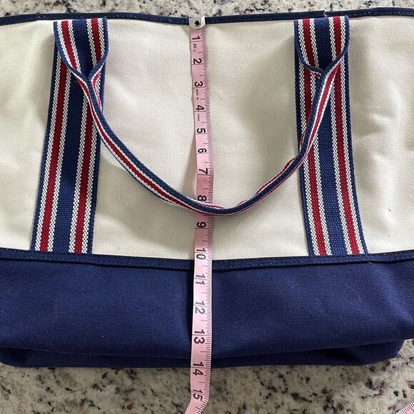 Pottery Barn Kids Canvas Beach Tote Large Red Blue NWT - Picture 7 of 7